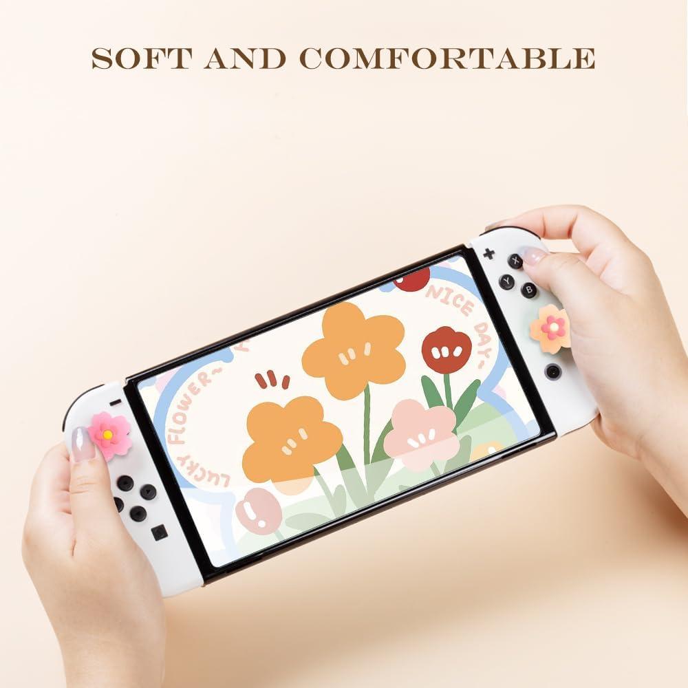 Tapas de Agarre para Joycon PERFECTSIGHT Sakura Rosa Naranja