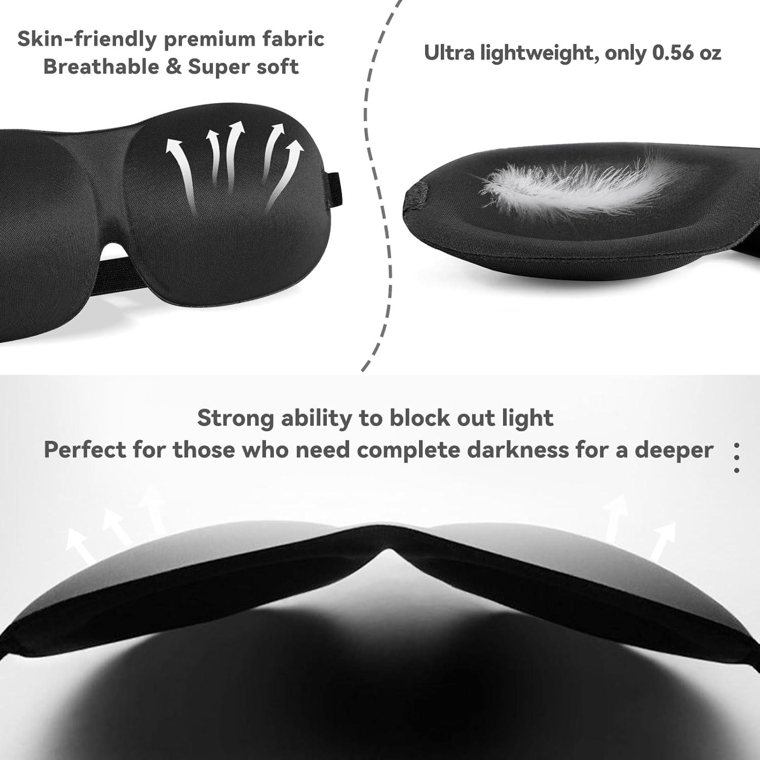 Paquete de 4 Máscaras de Sueño 3D MS Ajustables - Negro, Púrpura, Azul, Gris