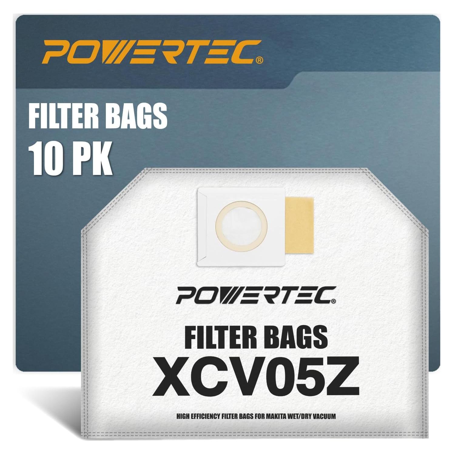 Bolsas de Filtro POWERTEC 10PK para Aspiradora Makita XCV05