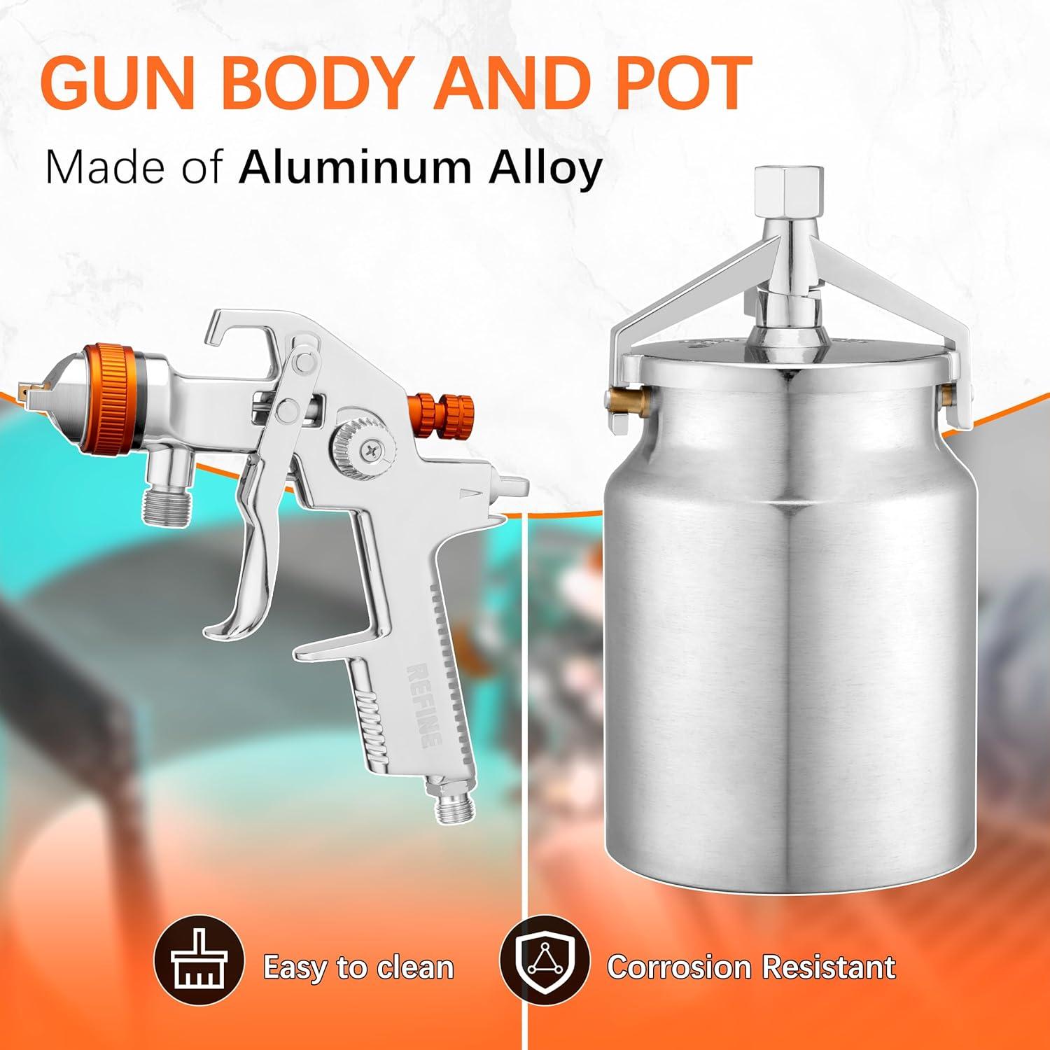 Pistola de Pulverización HVLP REFINE R827S 1000cc 1.7mm 2mm