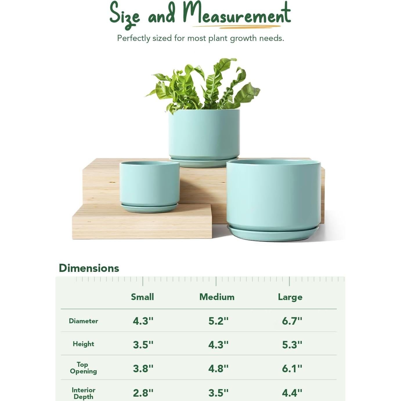 Set de 3 Macetas de Cerámica LE TAUCI 10.9-17.3 cm Aqua