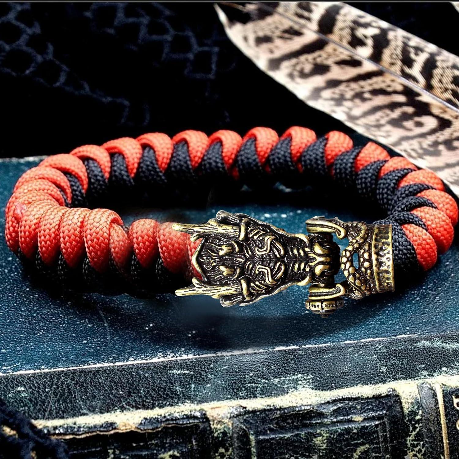 Hebillas de Paracord Dragón GeryVtee, Bronce Antiguo, 15x25x44mm