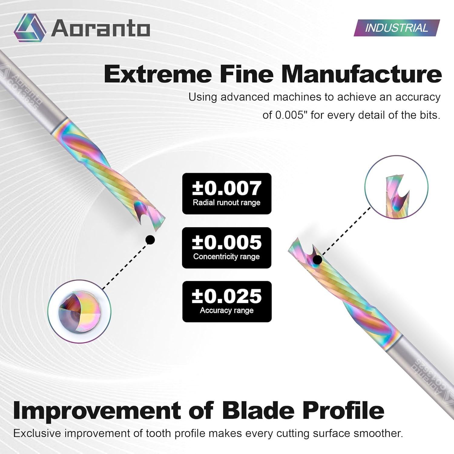 Fresa CNC Aoranto 1/4" Compresión Carburo 6.35mm x 25.4mm