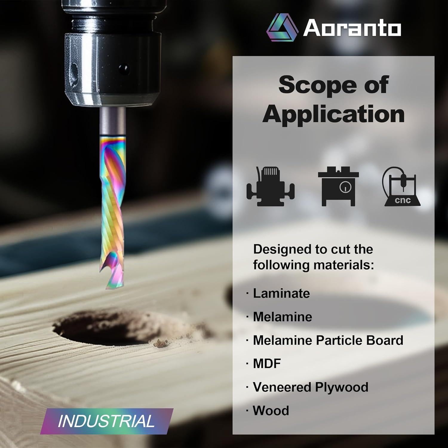 Fresa CNC Aoranto 1/4" Compresión Carburo 6.35mm x 25.4mm