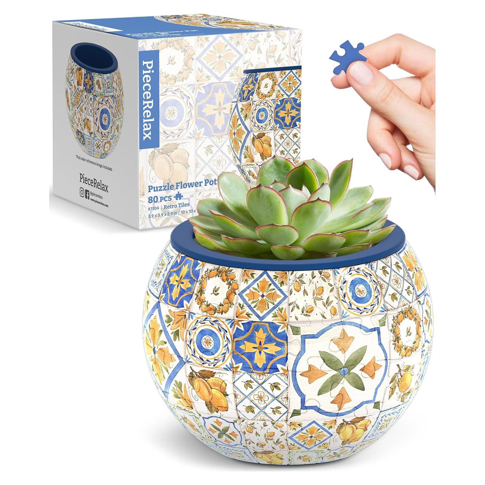 Rompecabezas 3D Macetero PieceRelax Azulejos Retro 10x10cm