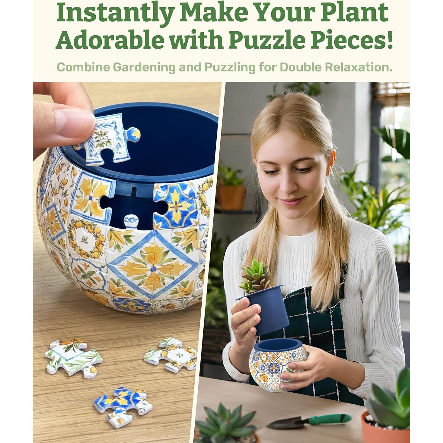 Rompecabezas 3D Macetero PieceRelax Azulejos Retro 10x10cm