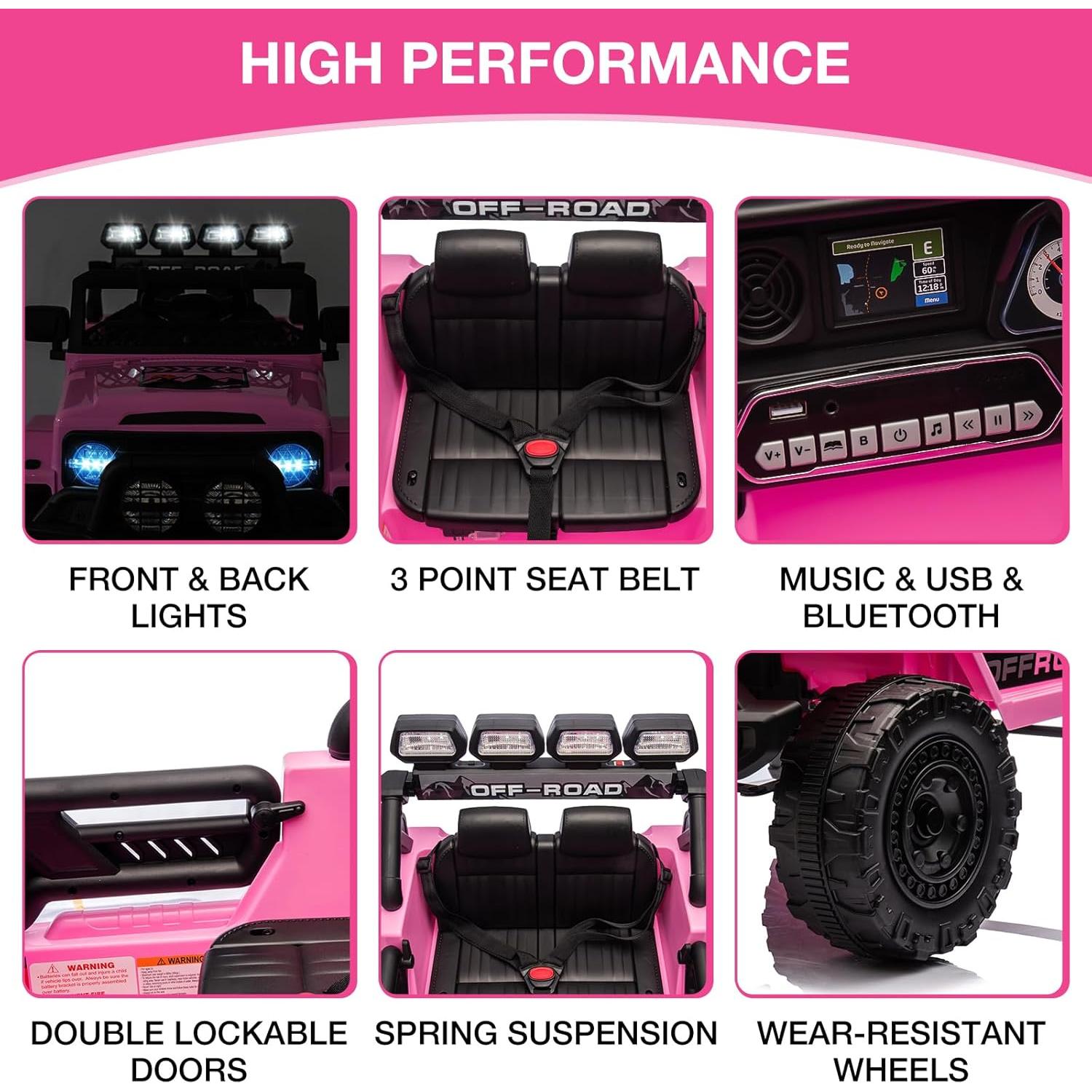 Camión de Paseo Eléctrico Hipicute 12V Rosa con Control Remoto