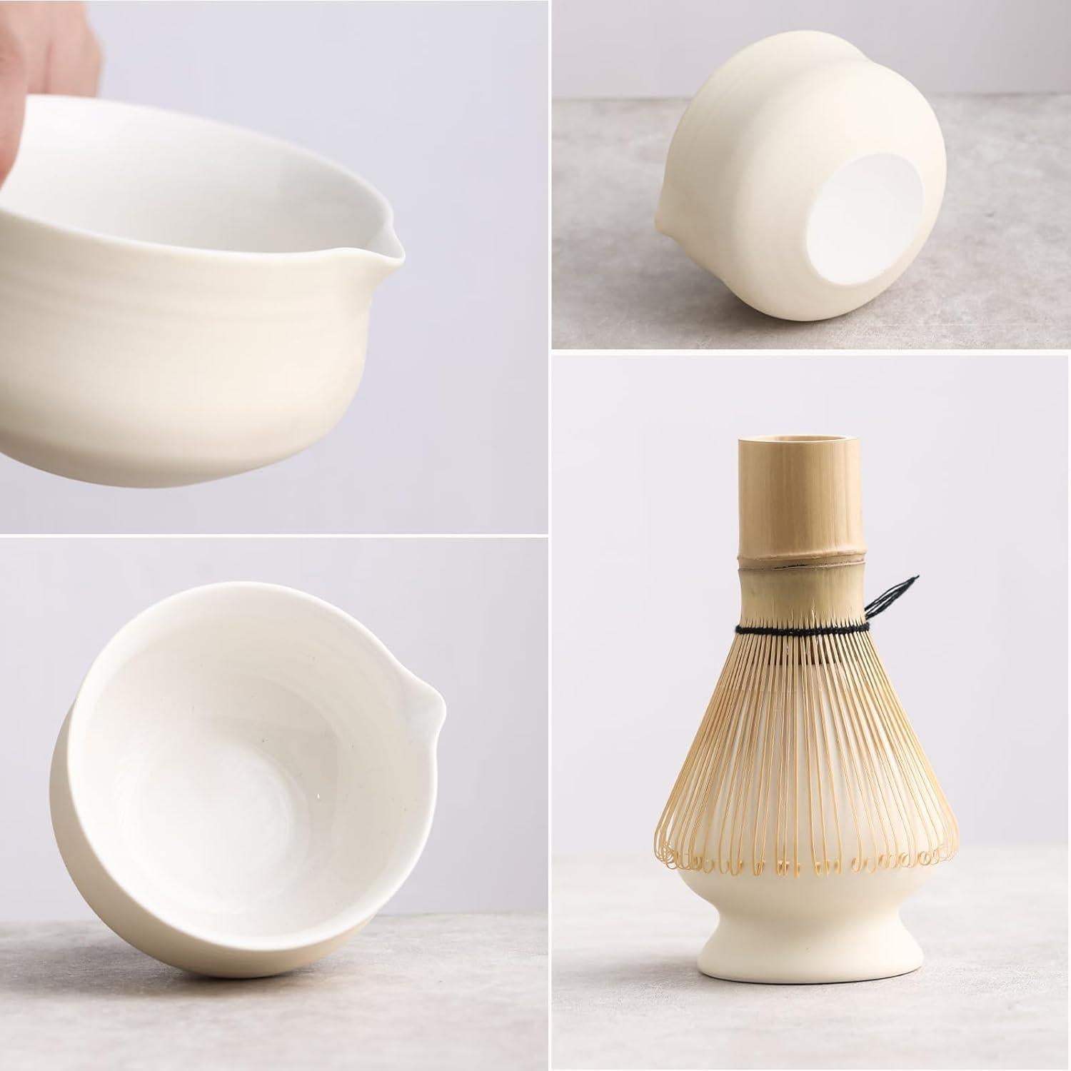 Juego de Té Japonés Ochcahser 4 Piezas Beige Cerámica Matcha