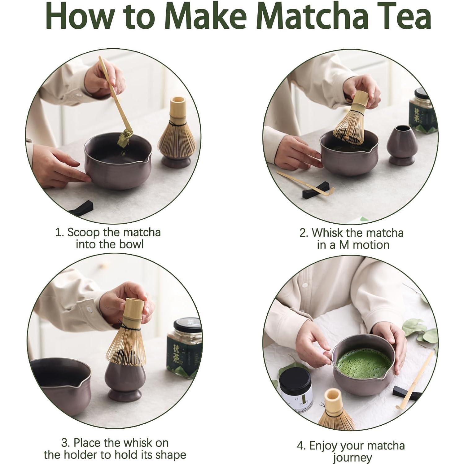 Juego de Té Japonés Ochcahser 4 Piezas Beige Cerámica Matcha