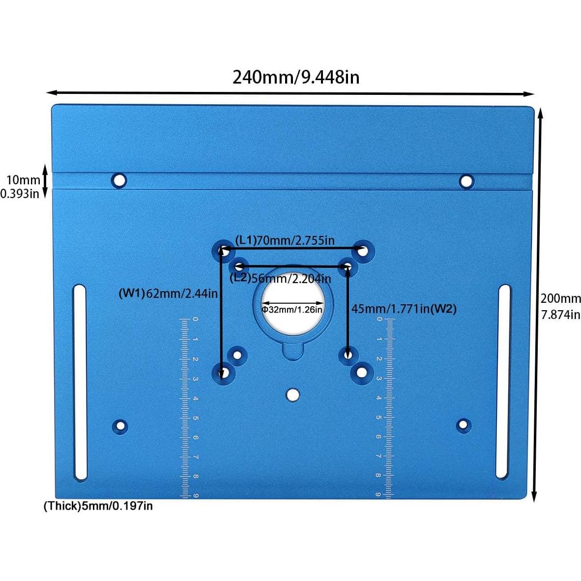 Placa de Inserción para Mesa de Router KETIPED 240x200 mm Azul