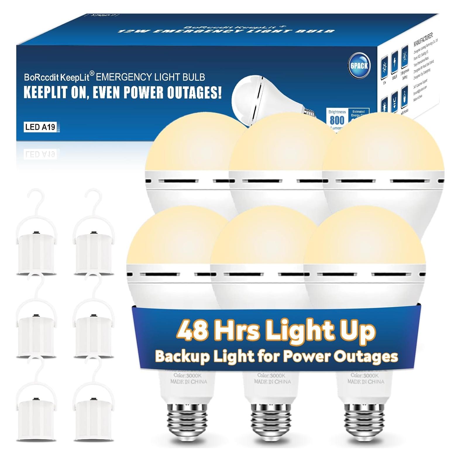 Bombillas de Emergencia Recargables BoRccdit 12W 3000K 6 Pack