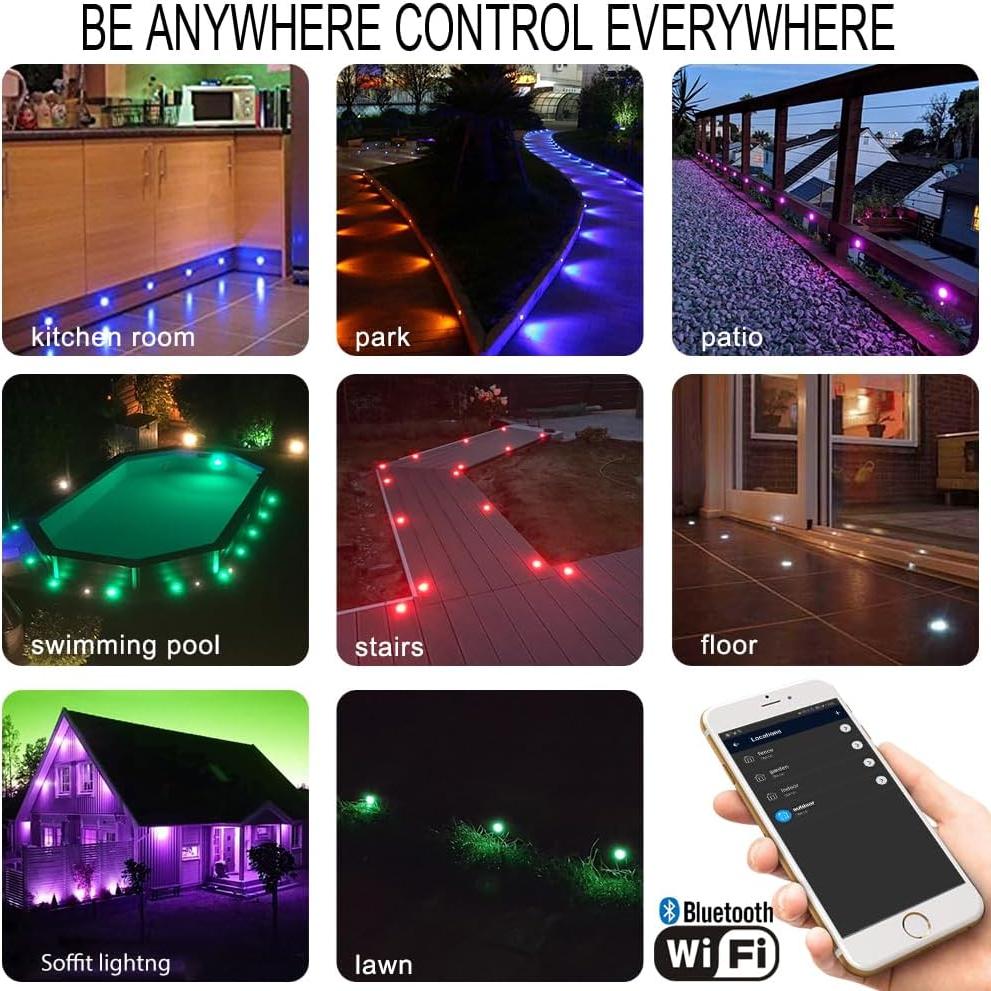 Kit de luces LED empotradas Sumaote 10pcs RGBW 4.5cm WiFi