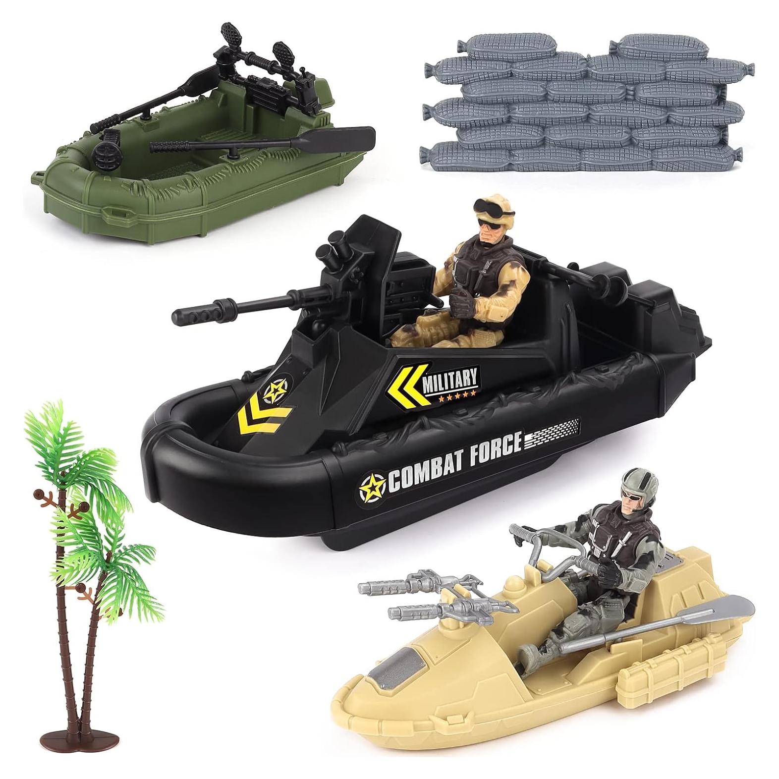 Juego de Vehículos Militares de deAO - Barco de Combate con 2 Figuras