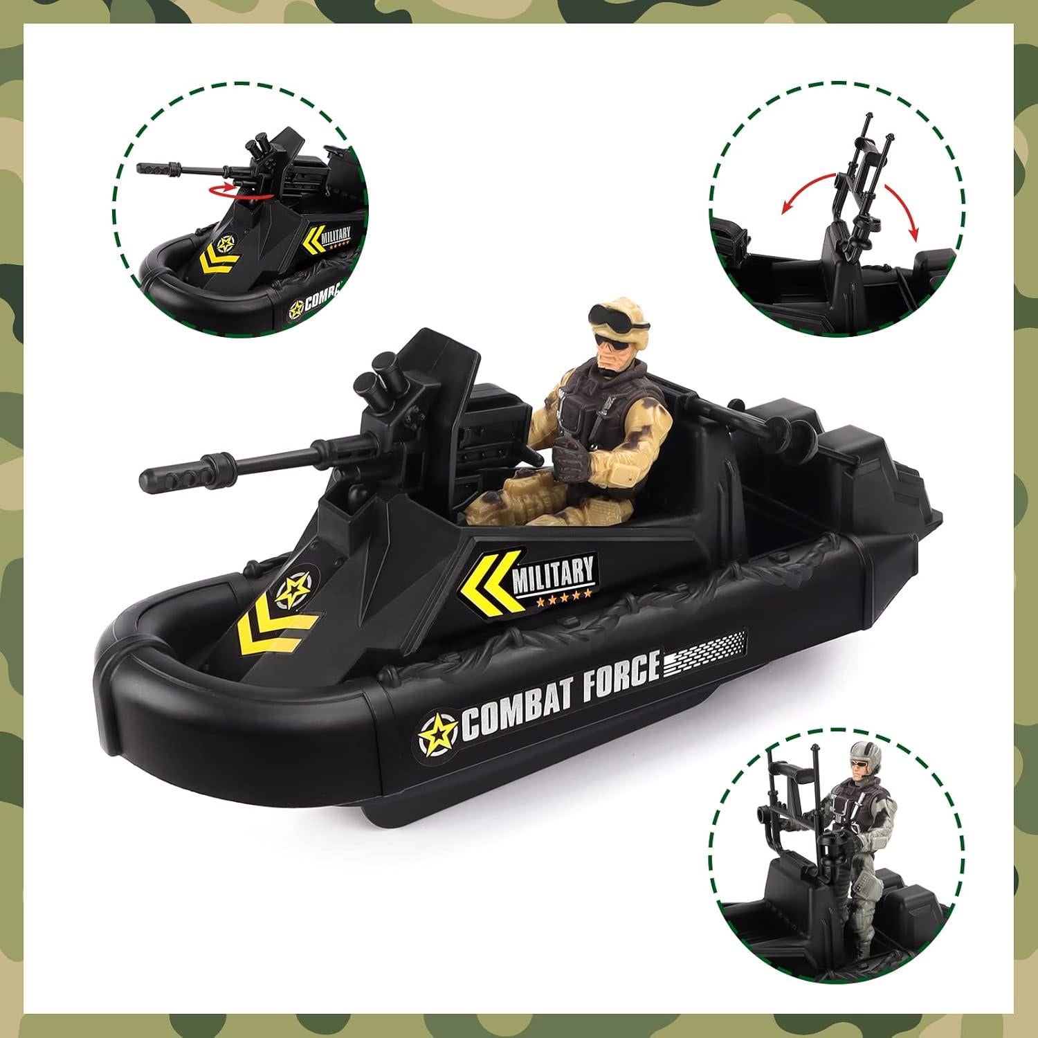 Juego de Vehículos Militares de deAO - Barco de Combate con 2 Figuras