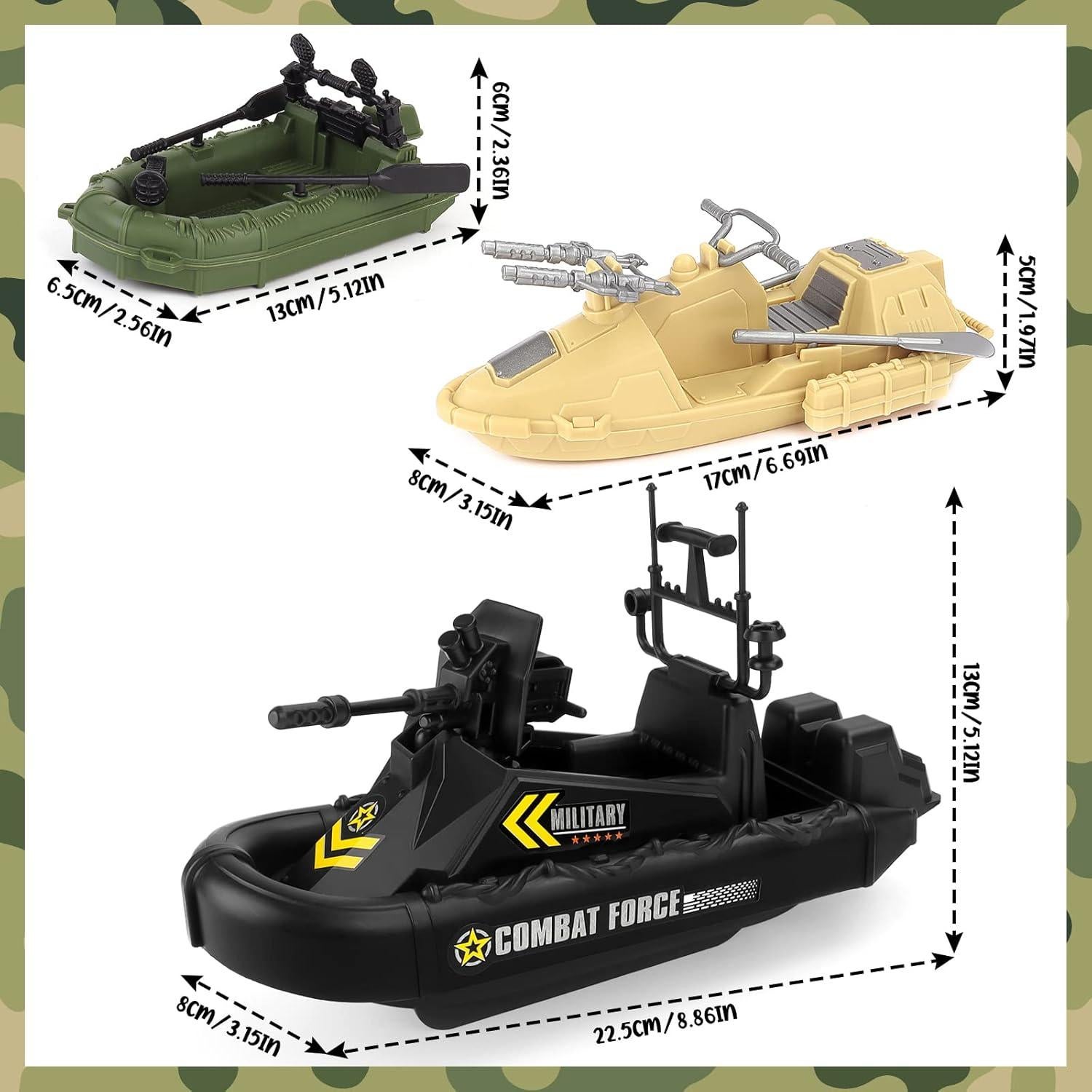 Juego de Vehículos Militares de deAO - Barco de Combate con 2 Figuras