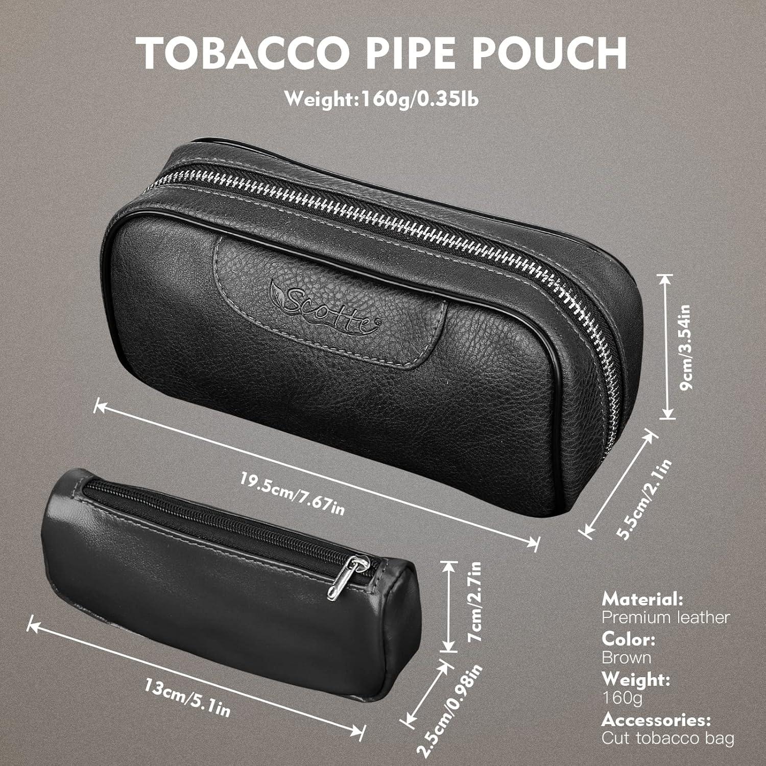 Funda de Cuero PU Scotte para 2 Pipás de Tabaco y Accesorios