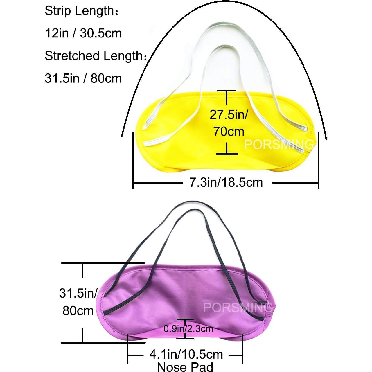 Máscara de dormir PorsMing 36 piezas 18 colores con almohadilla nasal