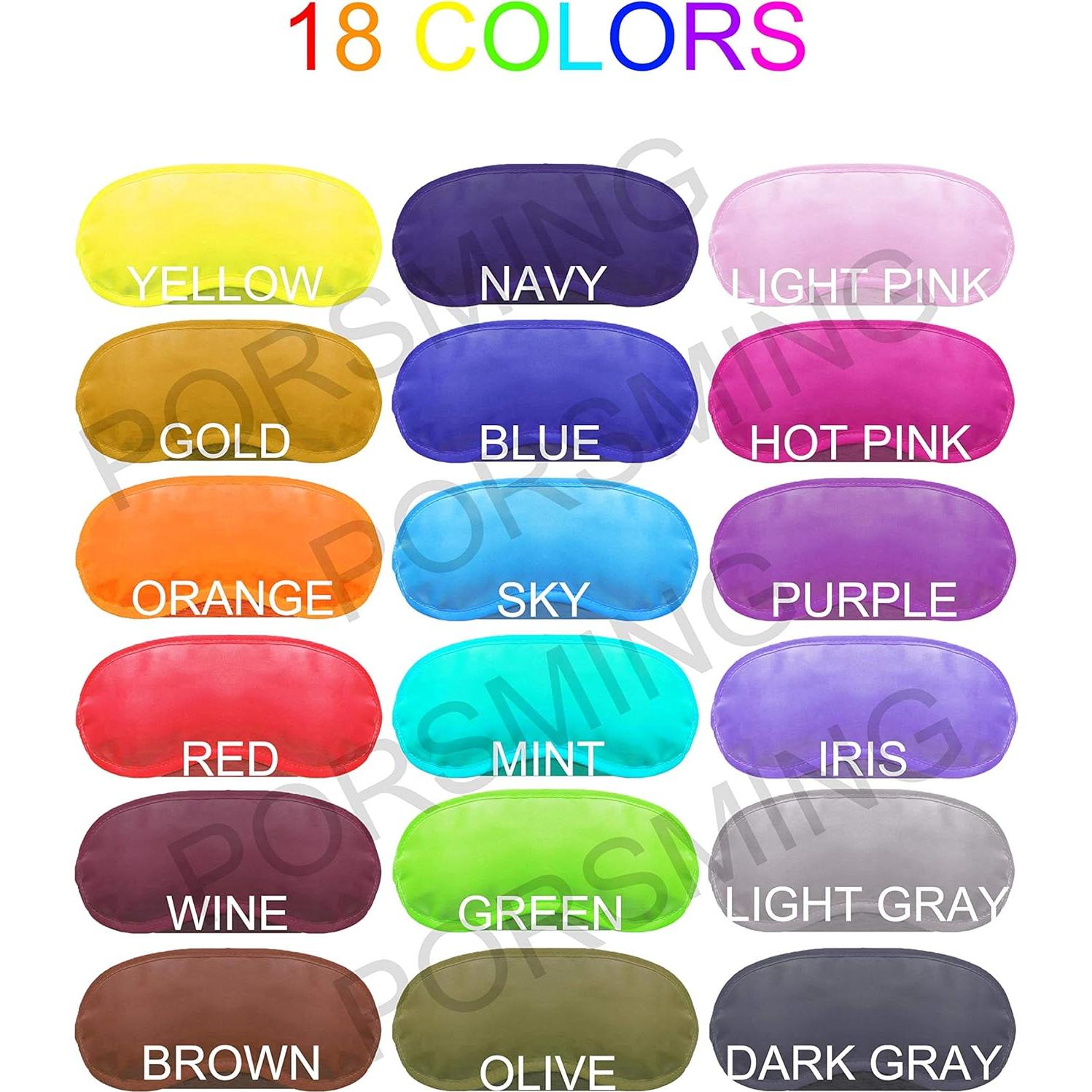 Máscara de dormir PorsMing 36 piezas 18 colores con almohadilla nasal
