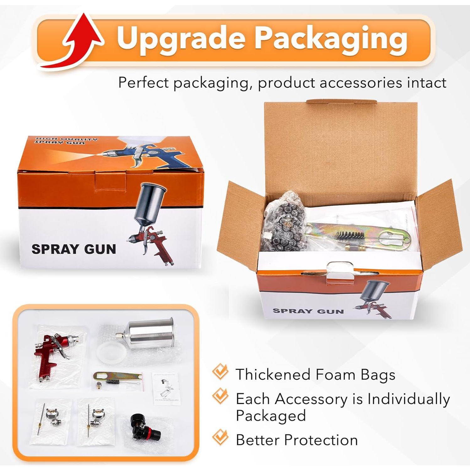 Pistola de Pulverización HVLP BANG4BUCK 1L 1.4mm 1.7mm 2.5mm