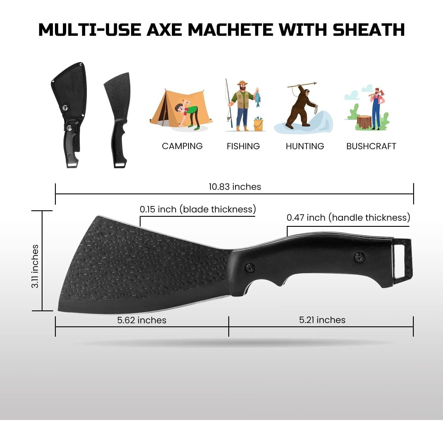 Hacha Táctica Leopcito 27.5 cm con Funda para Camping