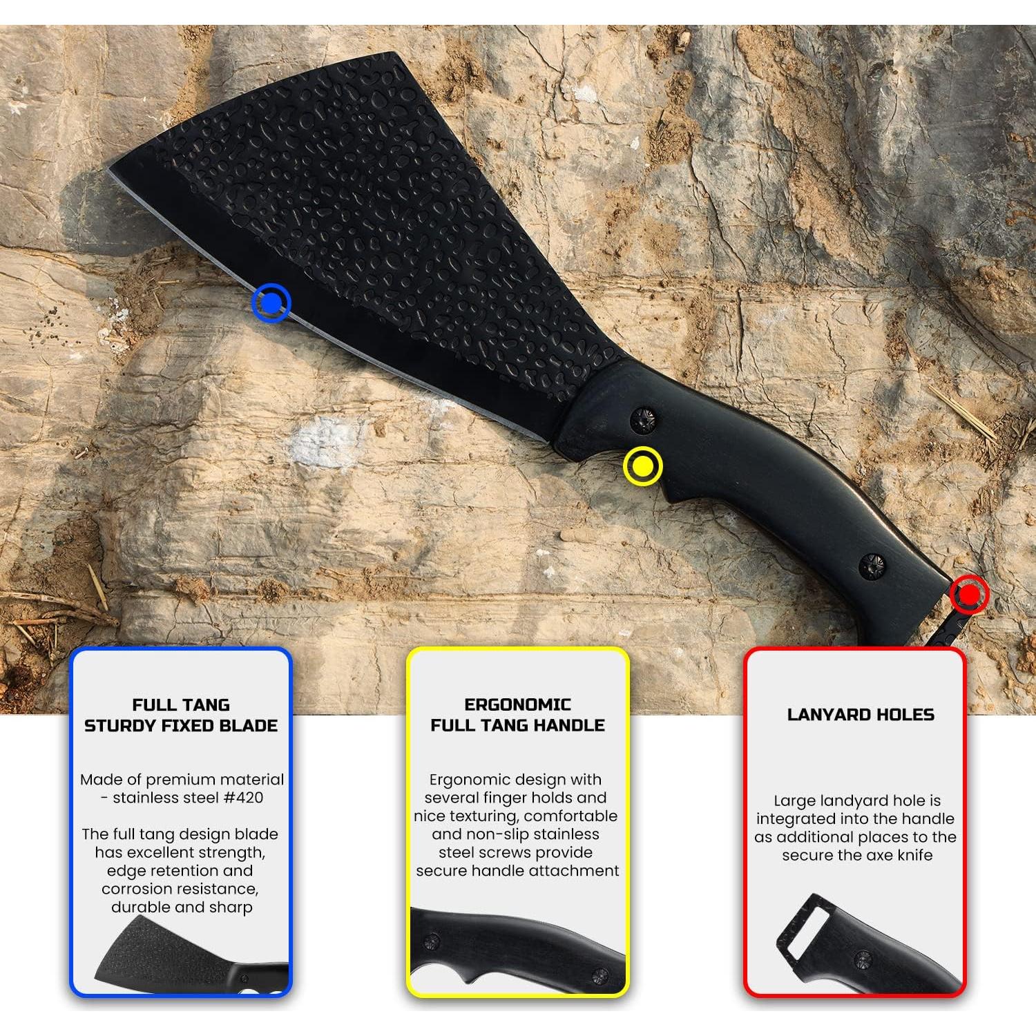 Hacha Táctica Leopcito 27.5 cm con Funda para Camping