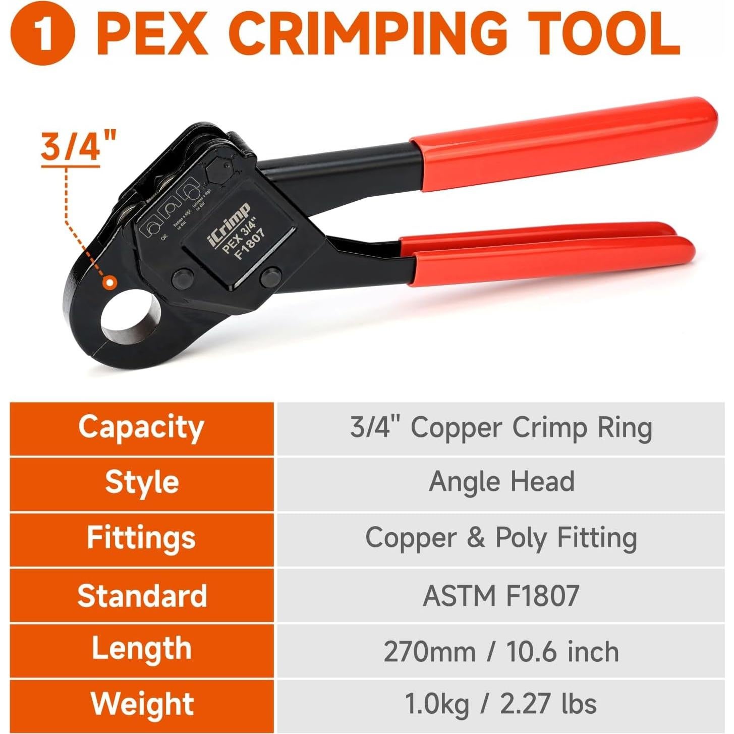 Kit de Herramientas de Crimpado PEX iCrimp IWS-1807CE 3 Piezas