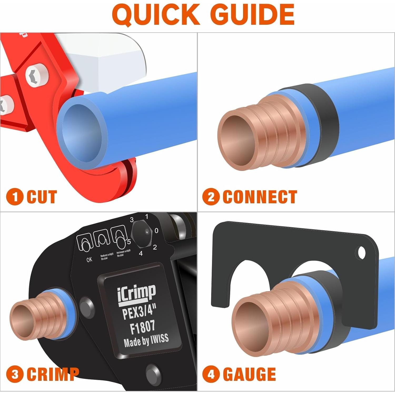 Kit de Herramientas de Crimpado PEX iCrimp IWS-1807CE 3 Piezas