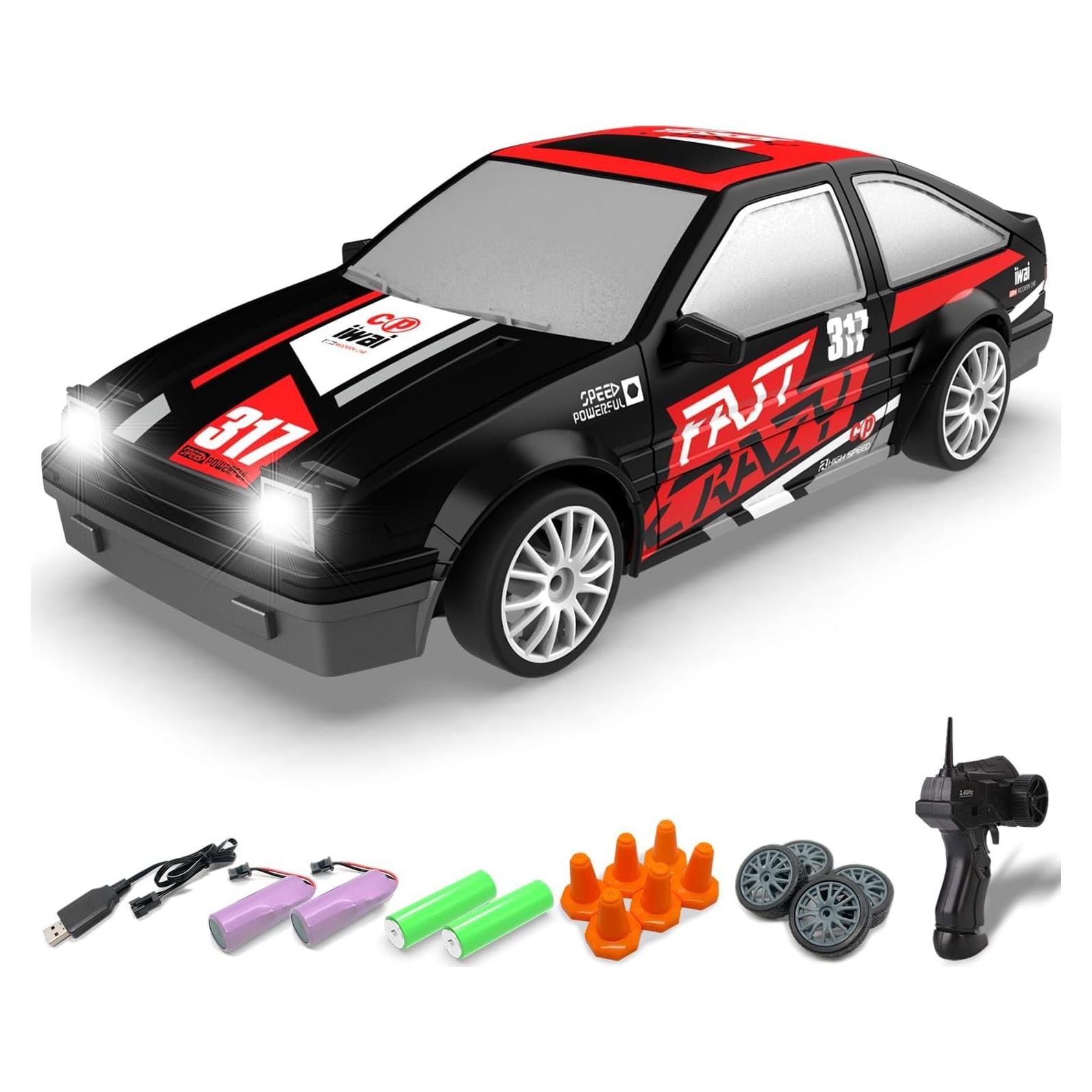 Coche RC Drift 4WD RACENT 1:24 con Luz LED y 2 Baterías