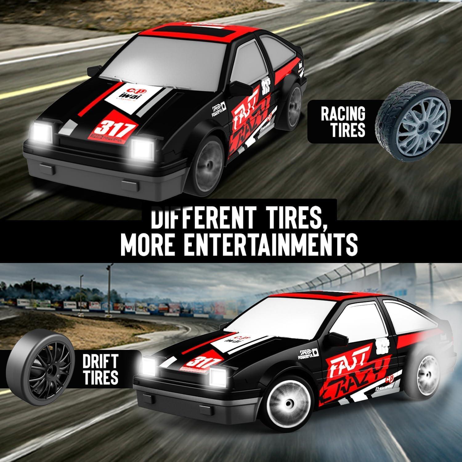 Coche RC Drift 4WD RACENT 1:24 con Luz LED y 2 Baterías