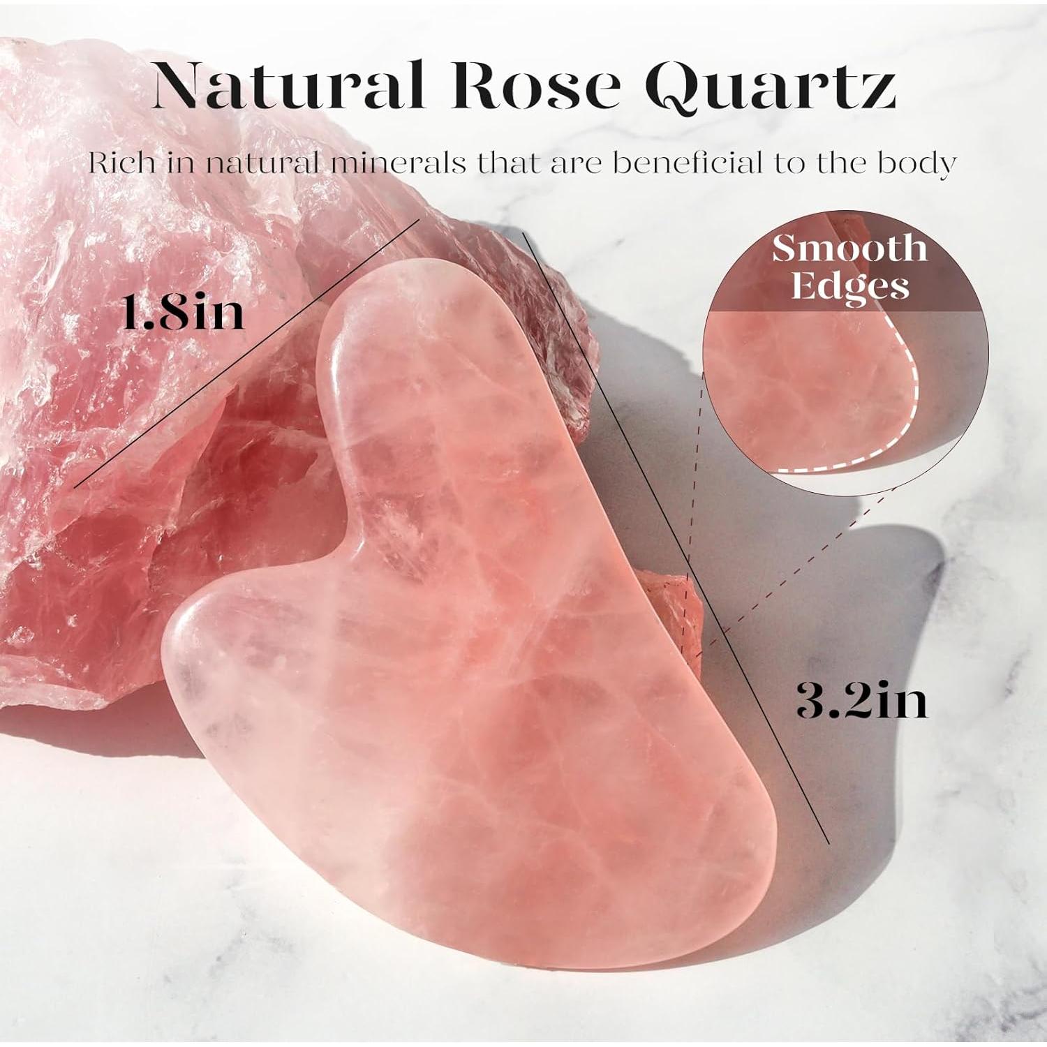 Herramienta Gua Sha Facial BAIMEI Cuarzo Rosa 8x5cm
