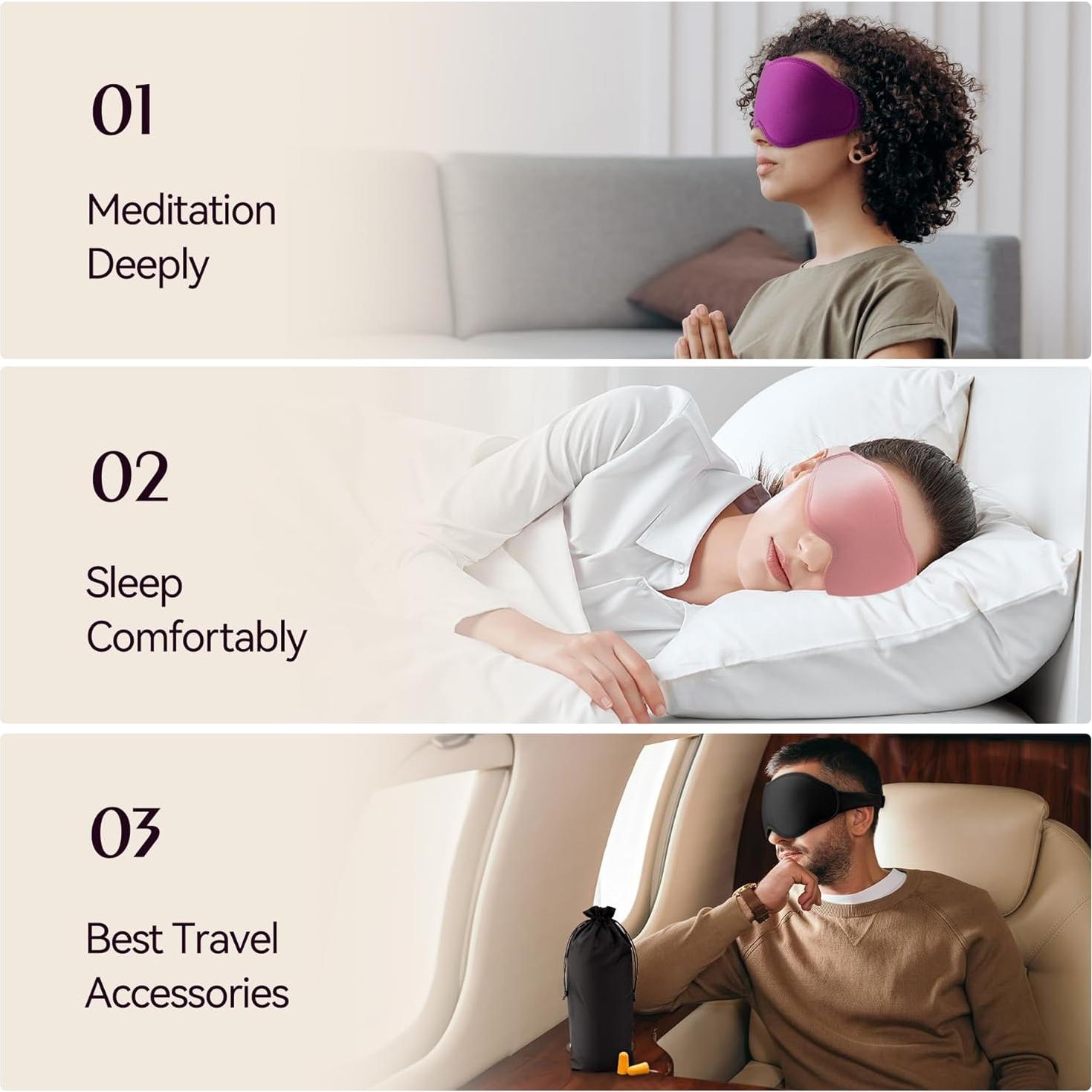 Mascarilla para dormir 3D FACEMOON - Espuma viscoelástica, 2 colores