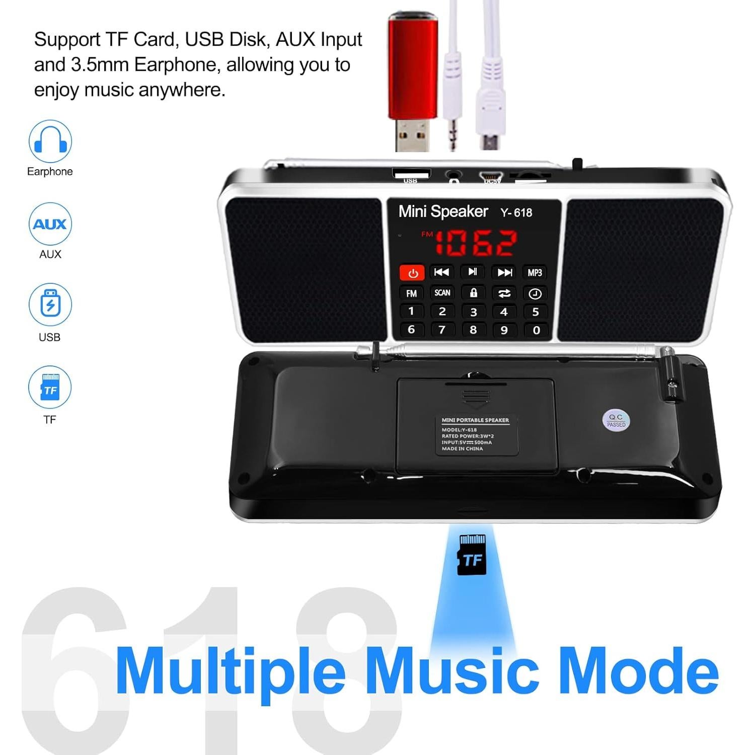 Altavoz Multimedia LEFON Y618 con Radio FM y Pantalla LED