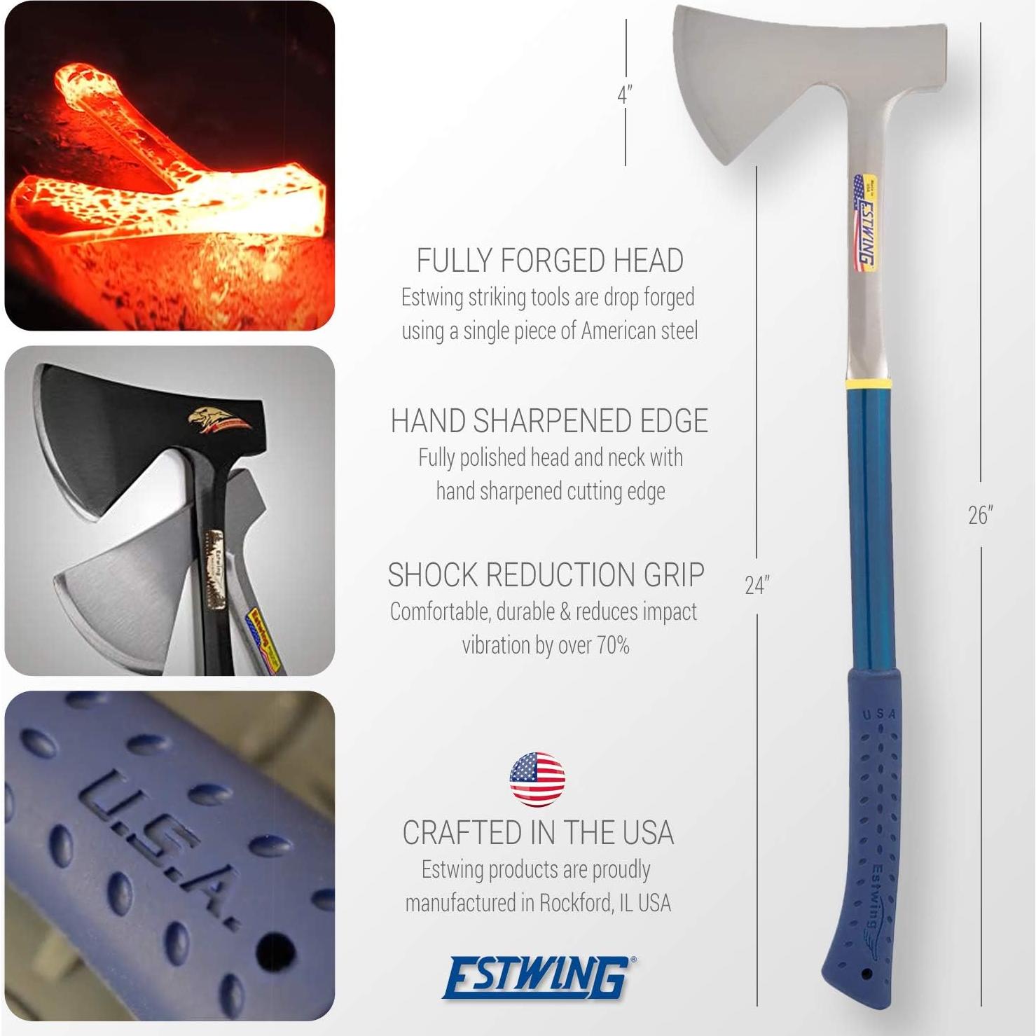 Hacha de Campista Estwing E45A - Acero Forjado 66 cm Azul