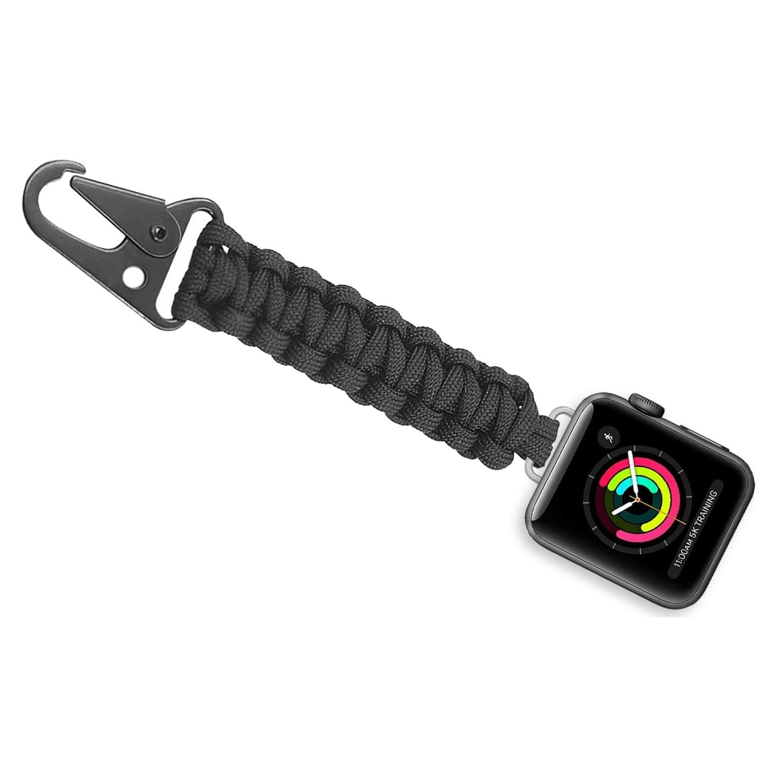 Clip de Llavero Paracord para Apple Watch - Negro - Unisex