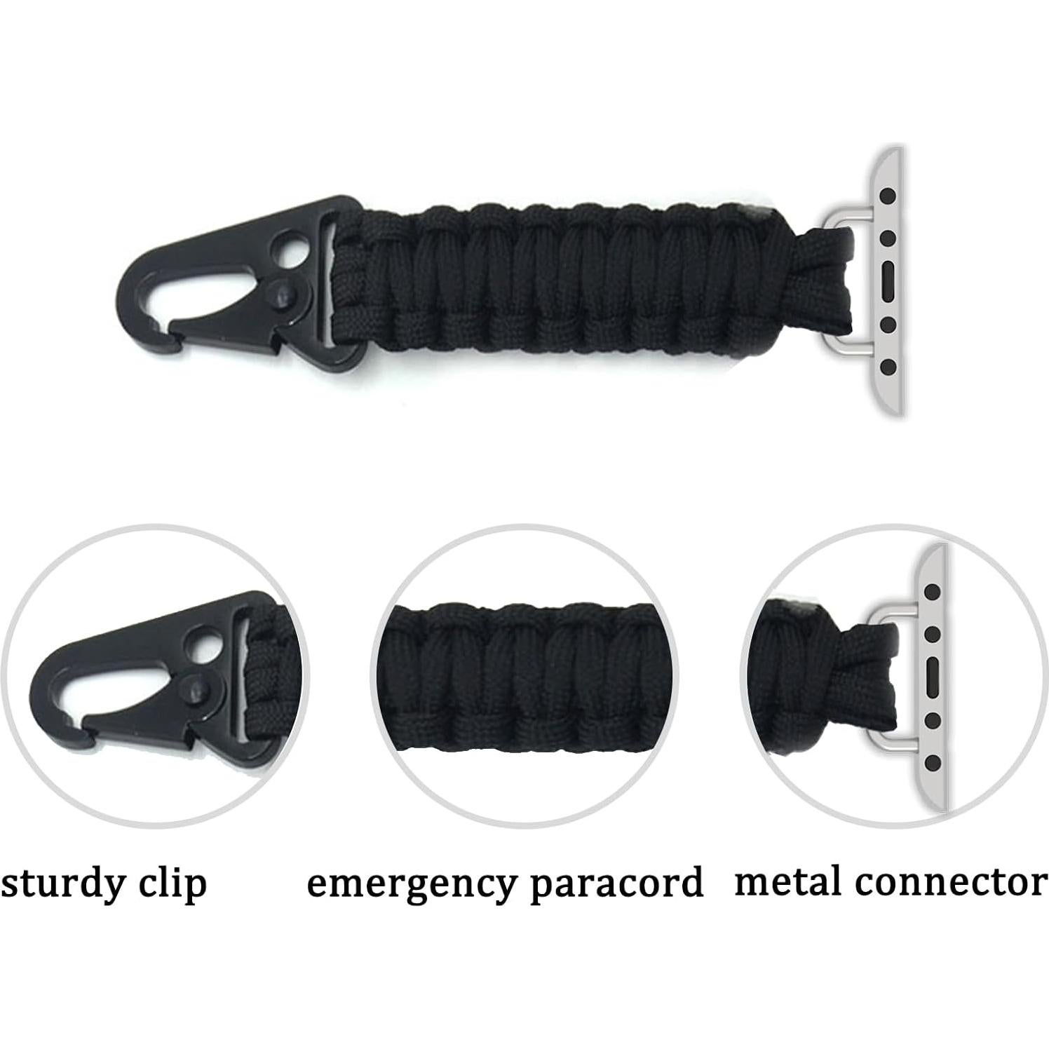 Clip de Llavero Paracord para Apple Watch - Negro - Unisex
