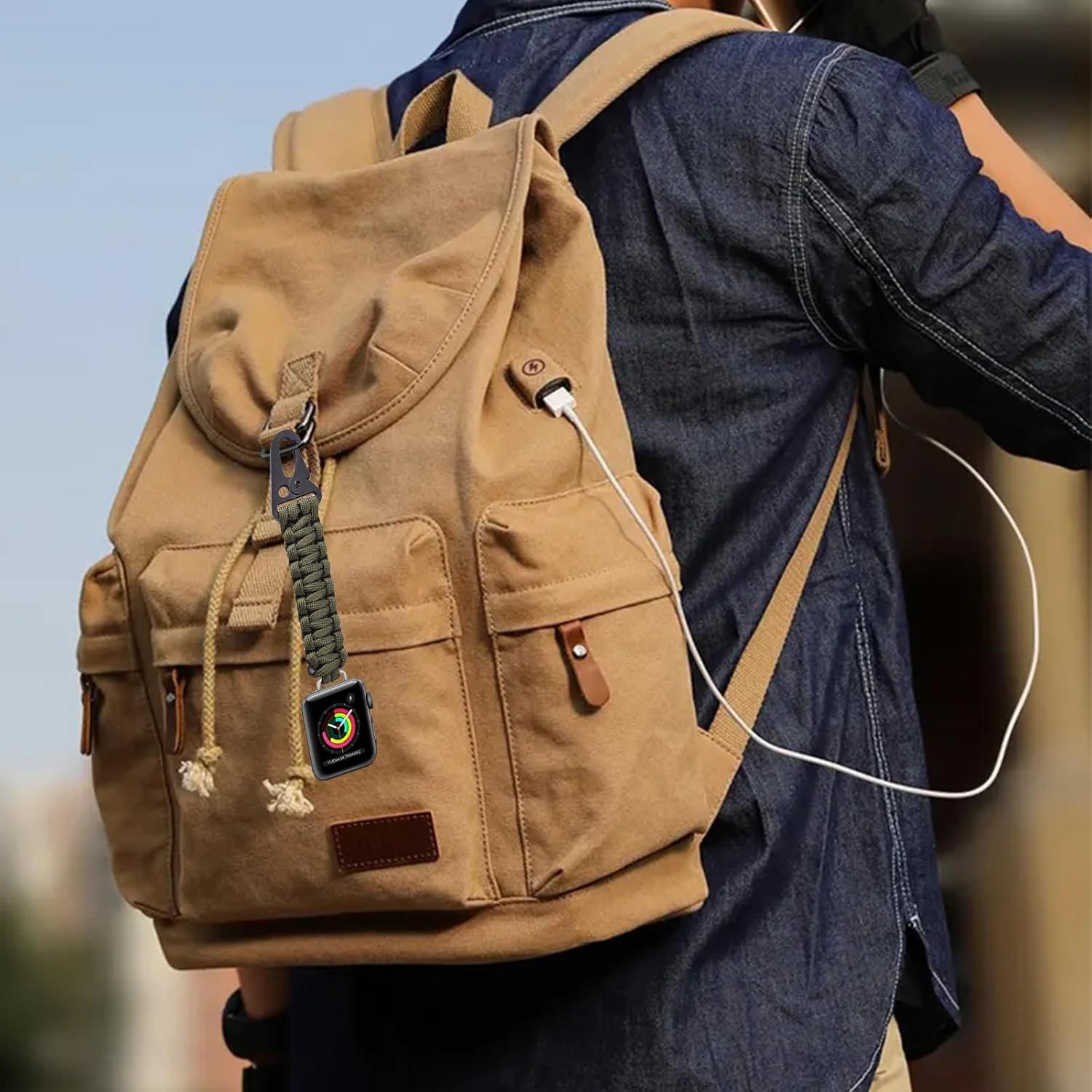 Clip de Llavero Paracord para Apple Watch - Negro - Unisex
