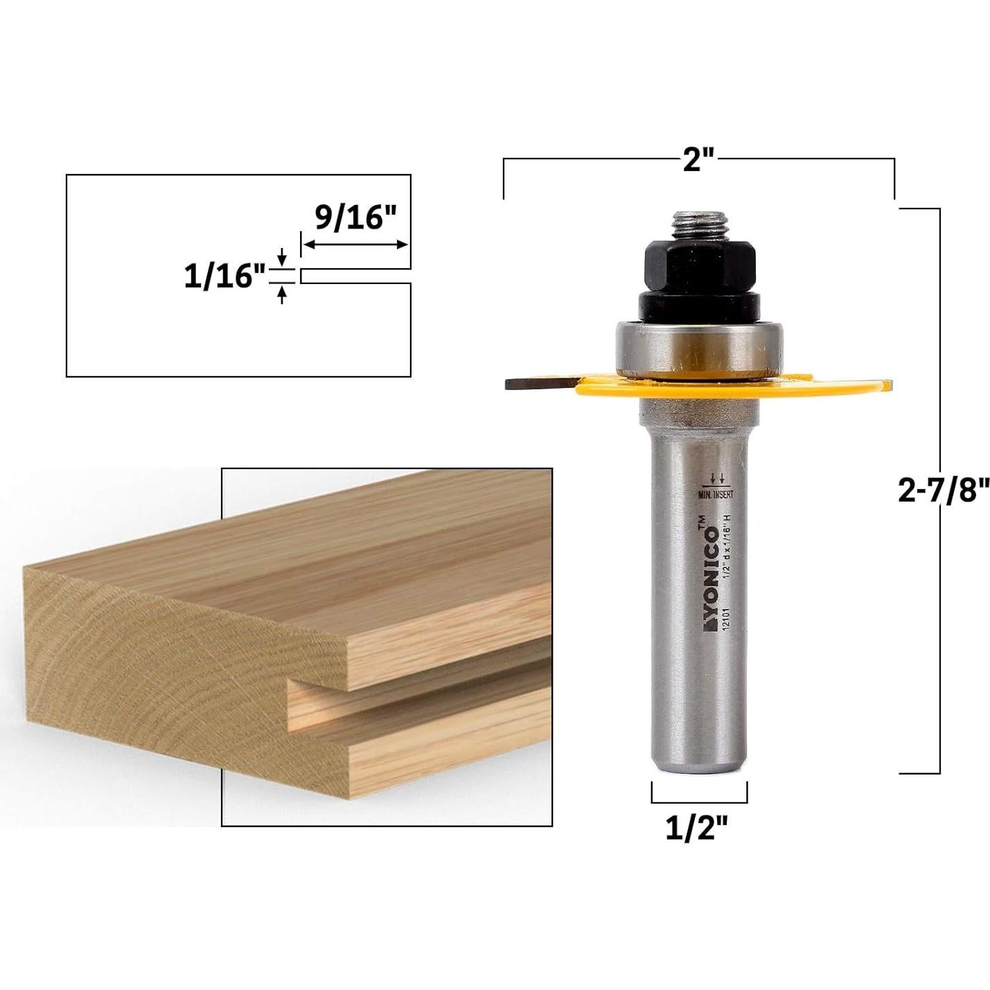 Cortador de Ranuras Yonico 1.59 mm x 14.29 mm Eje 12.7 mm