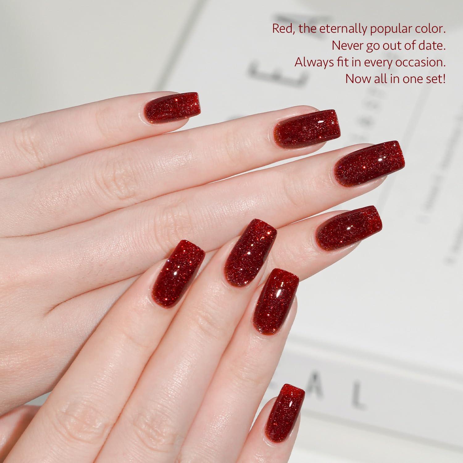 Set de 6 Esmaltes de Uñas en Gel GAOY Burdeos 7.3ml