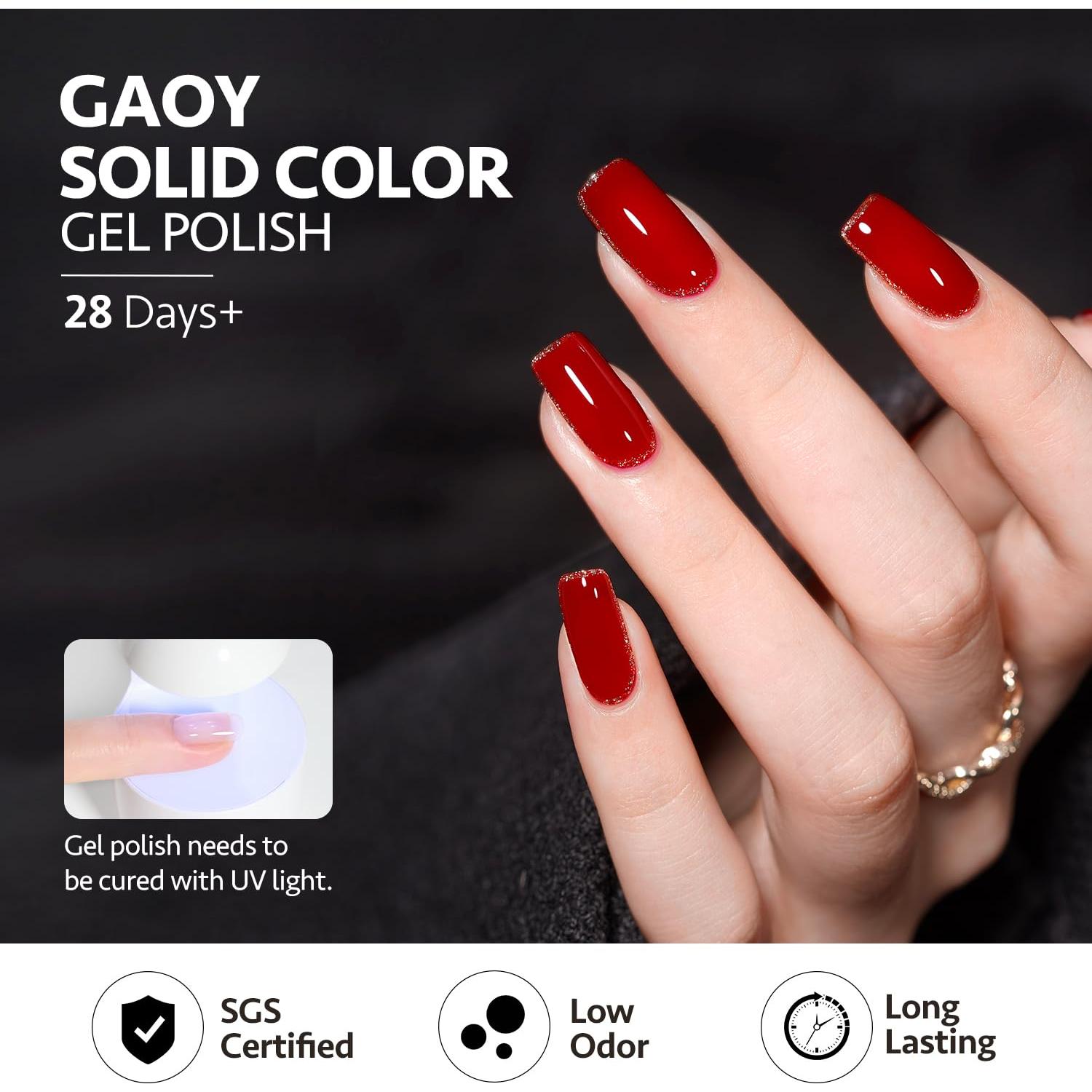 Set de 6 Esmaltes de Uñas en Gel GAOY Burdeos 7.3ml