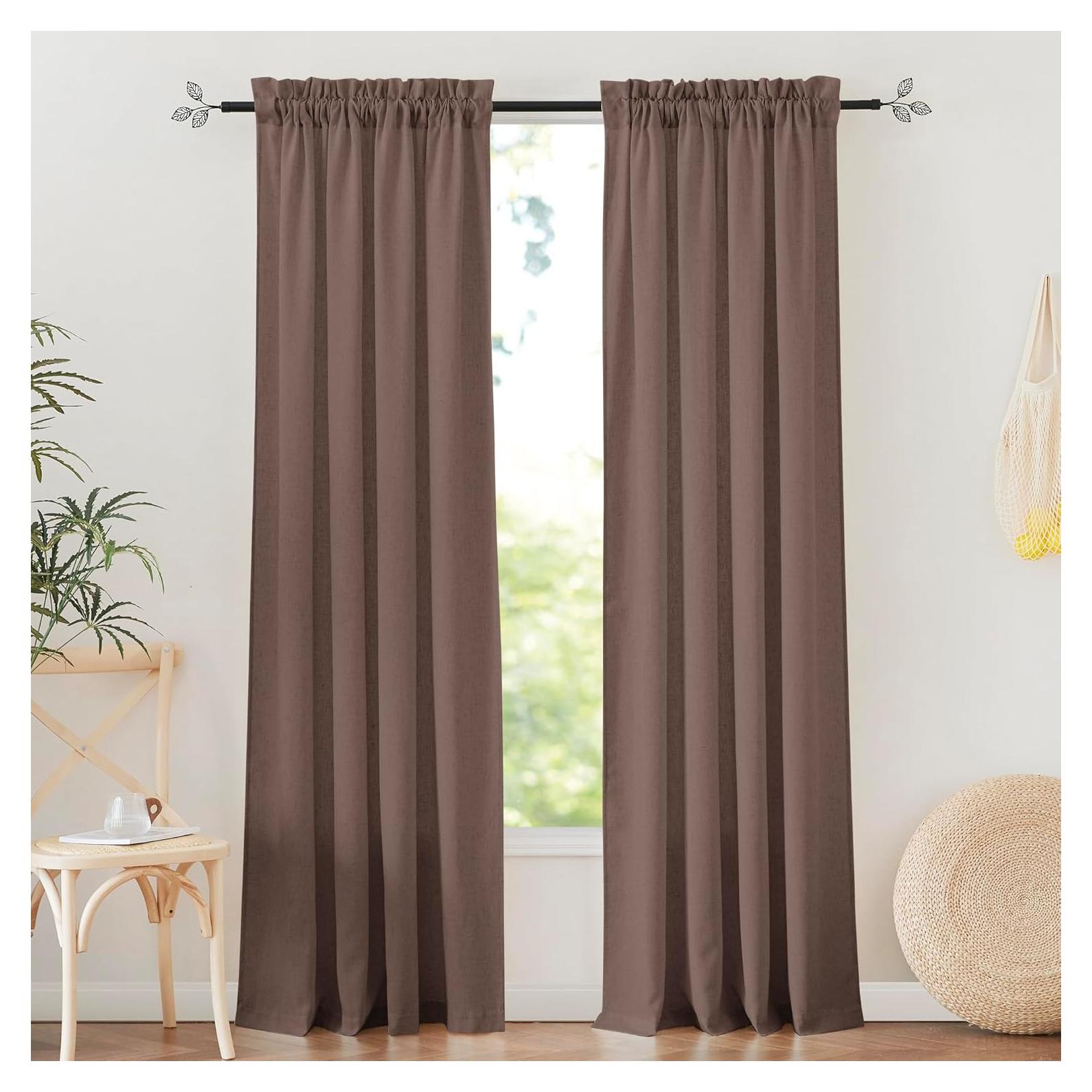 Cortinas Semitranslúcidas RYB HOME 132x213 cm Marrón 2 Paneles