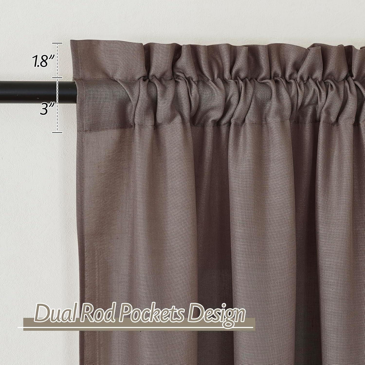 Cortinas Semitranslúcidas RYB HOME 132x213 cm Marrón 2 Paneles