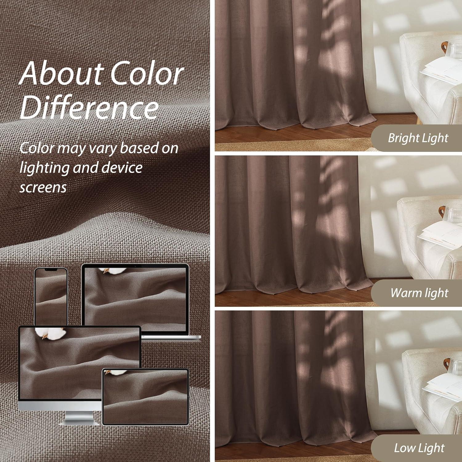 Cortinas Semitranslúcidas RYB HOME 132x213 cm Marrón 2 Paneles