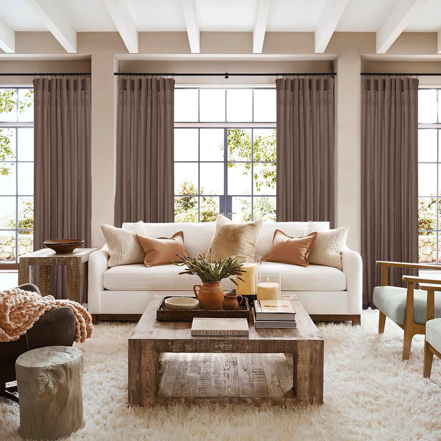 Cortinas Semitranslúcidas RYB HOME 132x213 cm Marrón 2 Paneles