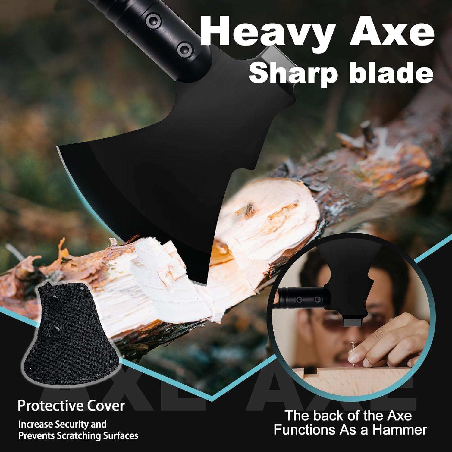 Kit de Supervivencia GOJAWAY 20 en 1 Pala Hacha Bastón 55 cm