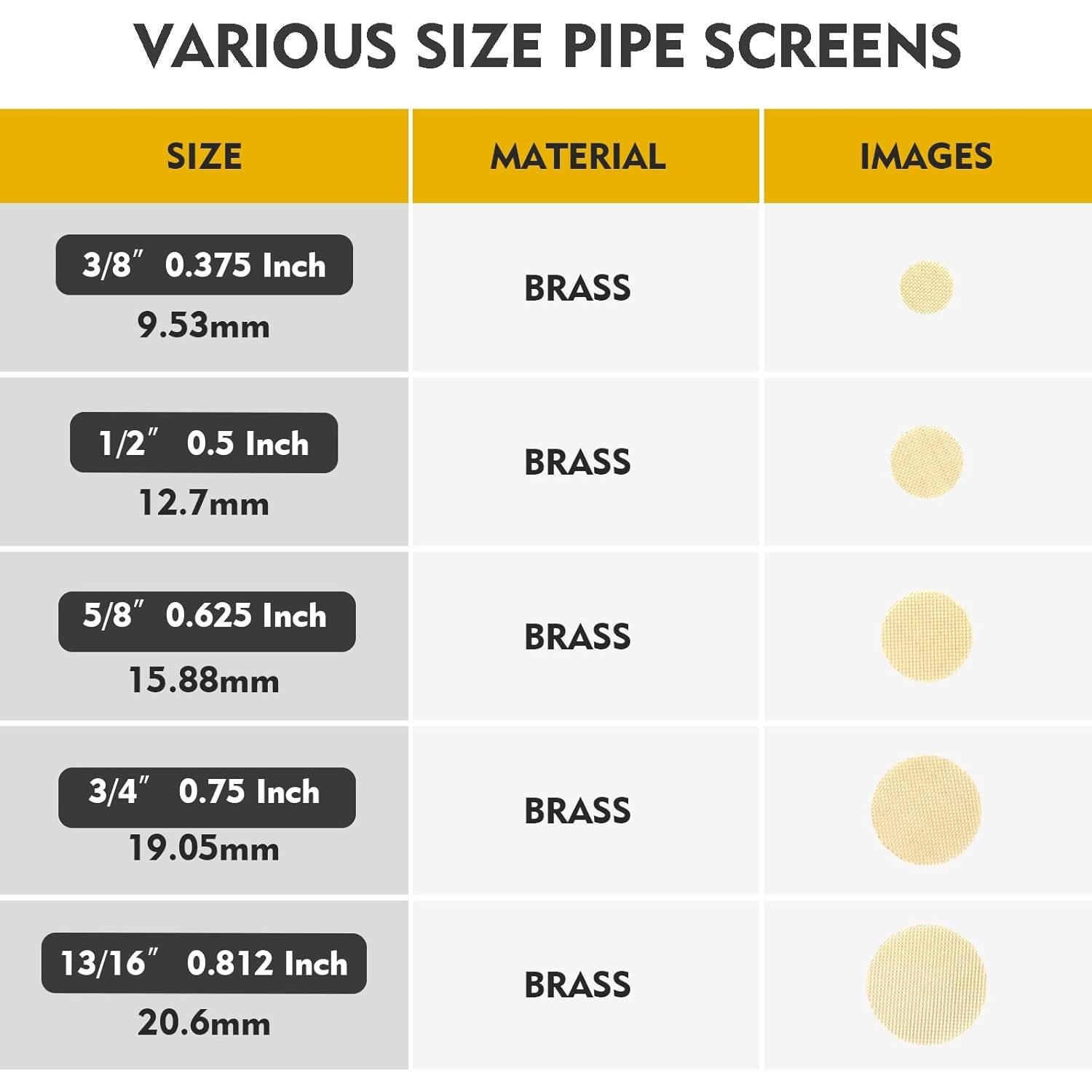 Pantallas de Tubo de Latón Scotte 200 Piezas 9.5mm