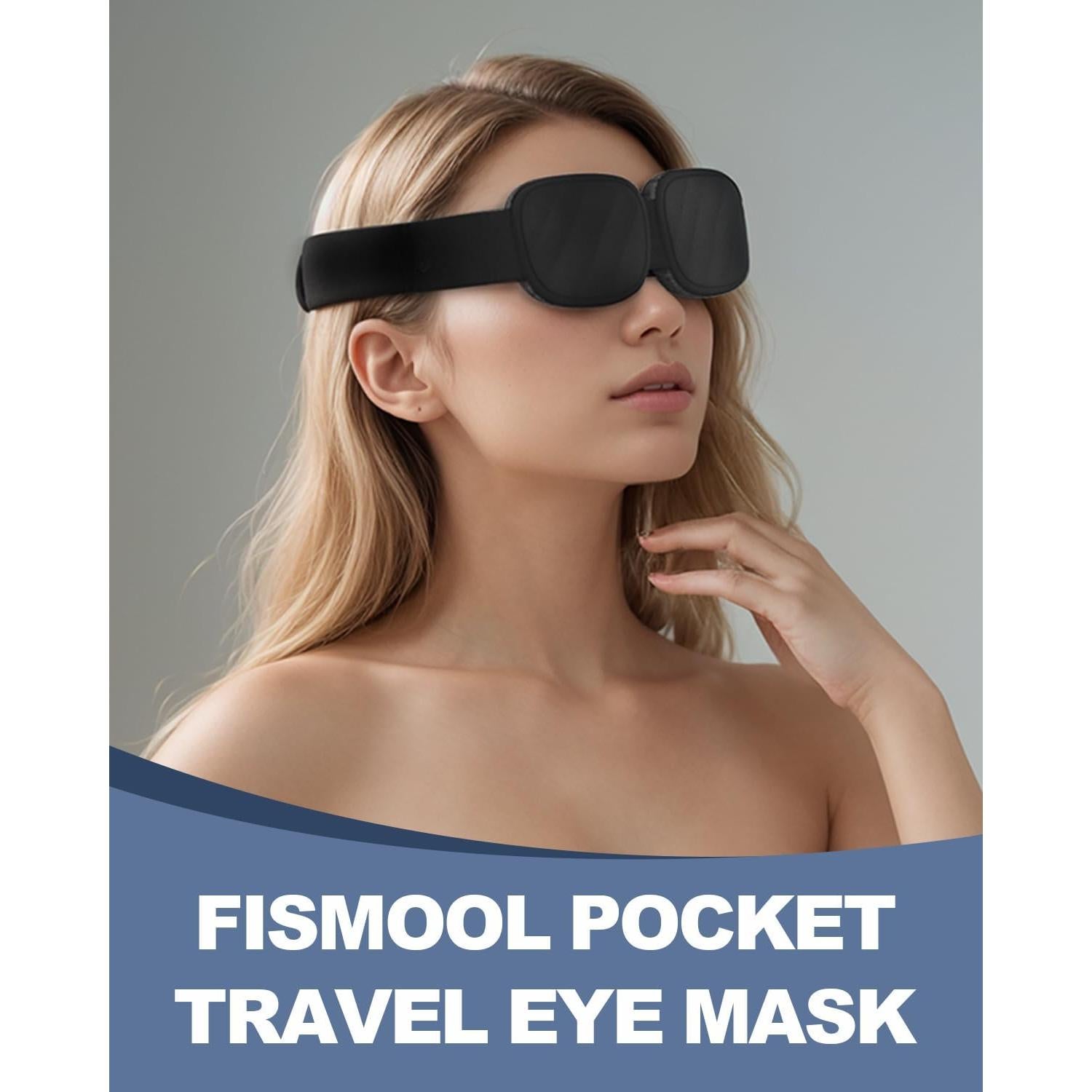 Máscara de Sueño 3D Fismool con Caja de Viaje - Bloqueo Luz