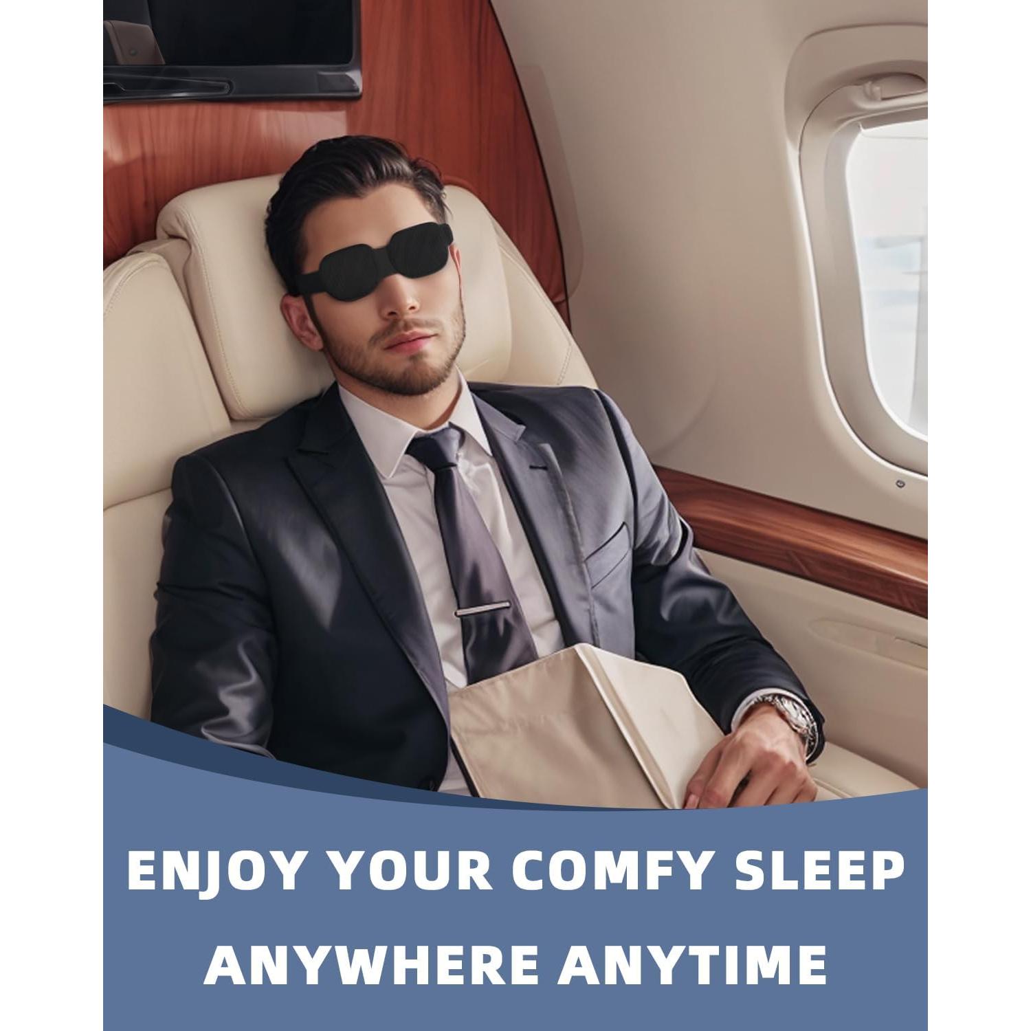 Máscara de Sueño 3D Fismool con Caja de Viaje - Bloqueo Luz