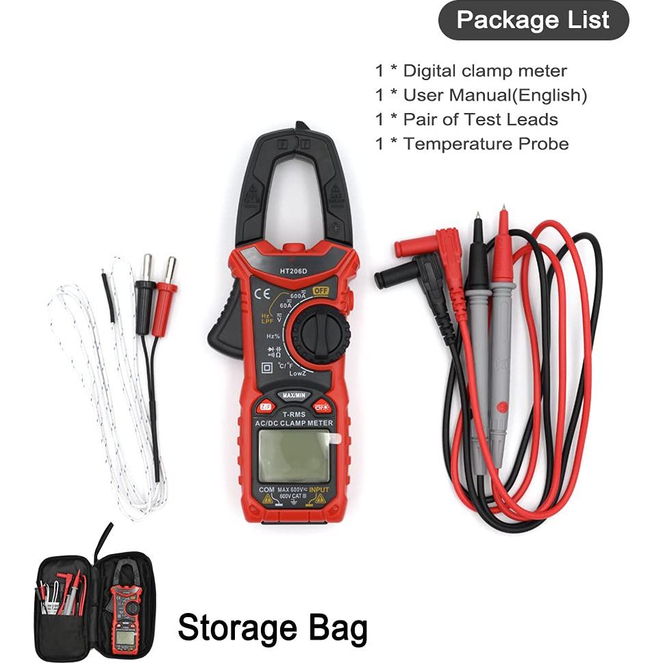 Medidor de Pinza Digital Intendvision HT206D AC/DC 6000 Cuentas