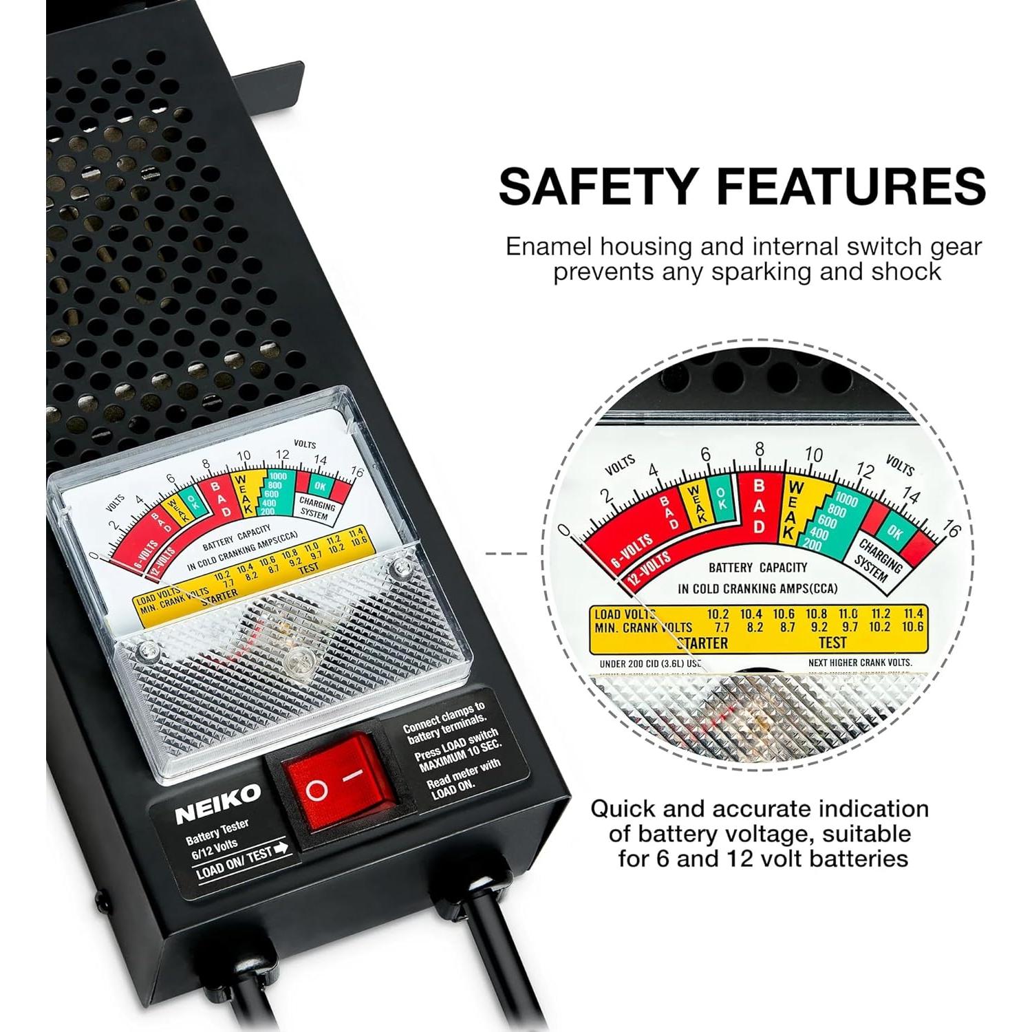 Probador de Baterías Neiko 40510A 100 AMP 6/12V Coche