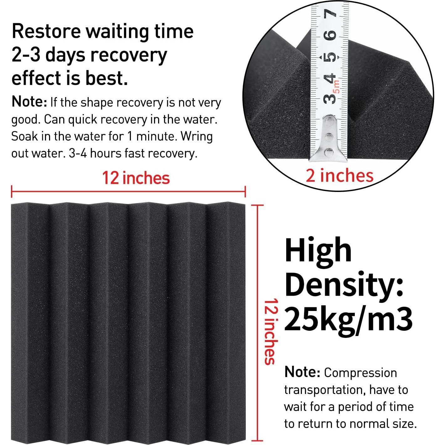 24 Paneles de Espuma Acústica 5.08 cm - Aislante de Sonido